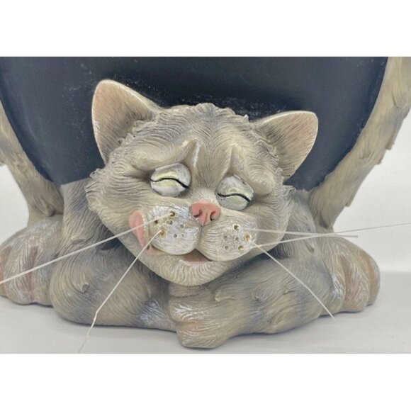 Gray Tabby Cat Chalk Board Blackboard Freestanding 10” Figurine - Picture 2 of 5